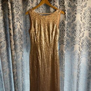 Lulus Golden Sequin Bridesmaid long dress